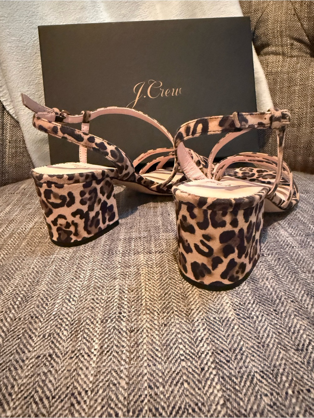 J. Crew Leopard Print Strappy Block Heel Sandals - size 7.5 - Picture 6 of 11